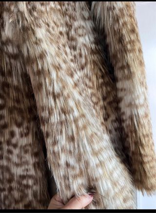 Chaquetón pelo largo TM beige/marrón .