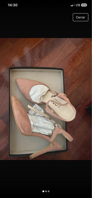 Zapatos Lodi Piel Tacón Tira Tobillo Beige/Rosa