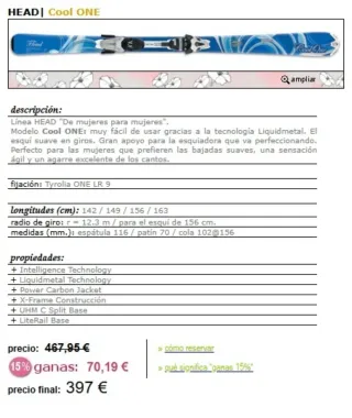 Esquís HEAD COOL ONE