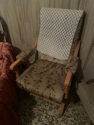 Balancín antiguo tela y madera