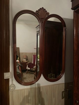 Espejo doble madera y cristal