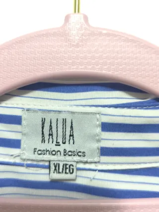 Blusa Kalua, mangas largas, Rayas Azul y Blanco, M