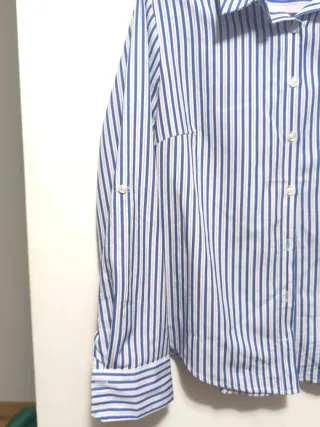 Blusa Kalua, mangas largas, Rayas Azul y Blanco, M