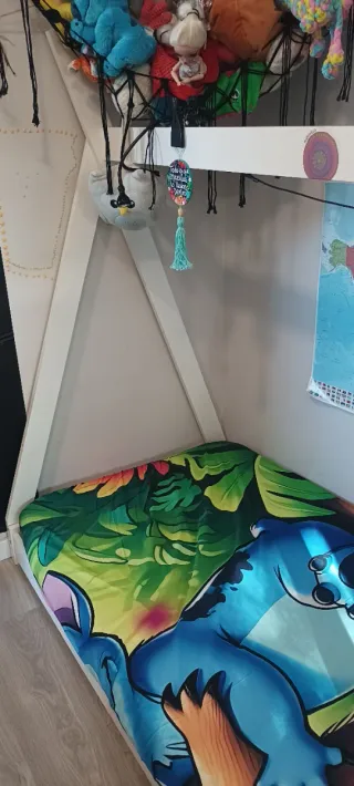 Cama tipi madera blanca