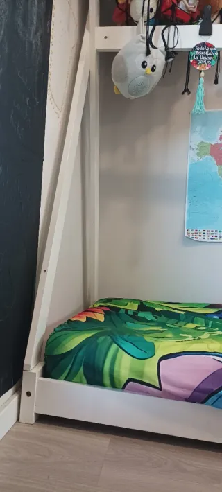 Cama tipi madera blanca