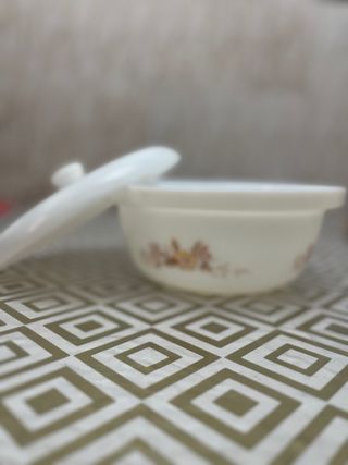 Tazón blanco con tapa