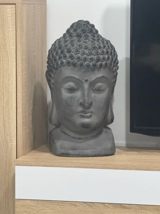 Cabeza Buda Gris Piedra Decorativa