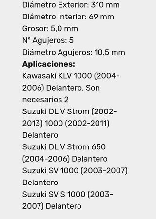 Kit Discos Freno Delanteros Suzuki DL 650