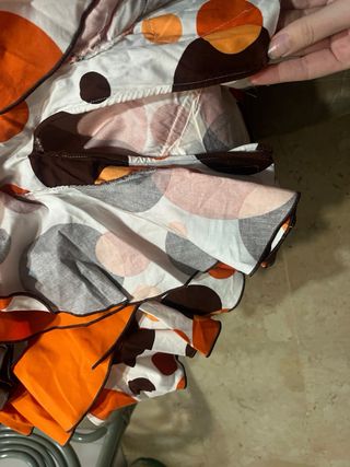 Traje Flamenca Blanco, Naranja y Marrón