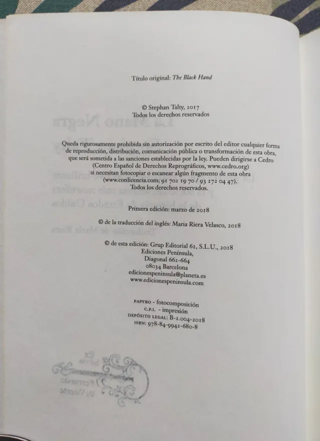 1* edición. La Mano Negra. Stephan Talty.