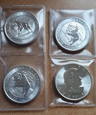 Lote 4 monedas 1,25oz plata Canadá 2021
