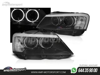 FAROS DELANTEROS OJOS DE ANGEL NEGROS PARA BMW X3 F25 2010-2014