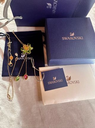 Collar Swarovski Flor Dorado y Verde