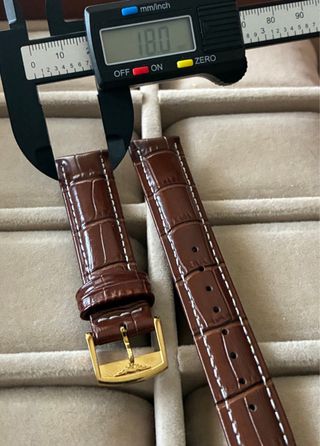 Correa de reloj de piel marrón para Longines (18mm