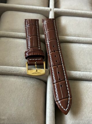 Correa de reloj de piel marrón para Longines (18mm