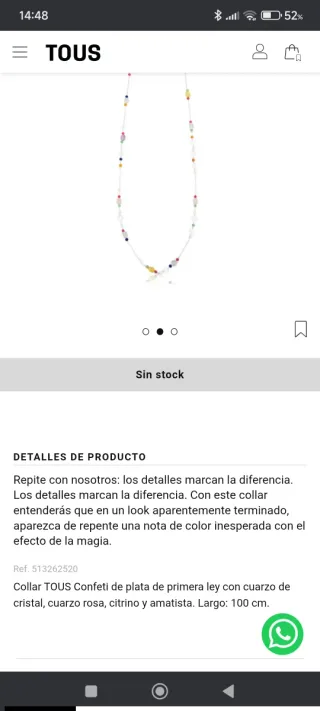 Collar Confeti Tous Plata y Gemas