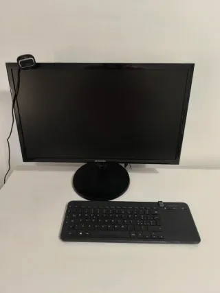 Pantalla Samsung + Teclado Microsoft + Webcam