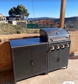 Barbacoa Gas Ikea + Mueble Auxiliar Negro