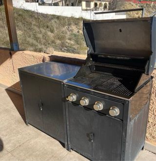 Barbacoa Gas Ikea + Mueble Auxiliar Negro
