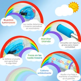 Patinete Plegable Infantil Luces LED