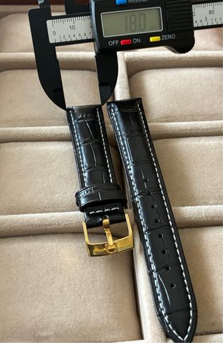 Correa negra en piel de becerro para reloj Omega