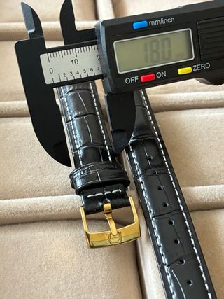 Correa negra en piel de becerro para reloj Omega