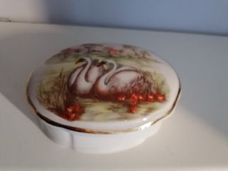 Portagioie porcellana decorata a mano cigni