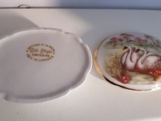 Portagioie porcellana decorata a mano cigni