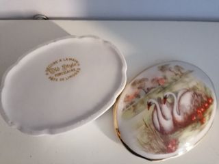 Portagioie porcellana decorata a mano cigni