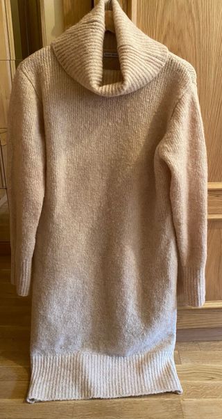 Vestido cuello alto Easy Wear 8%lana crema