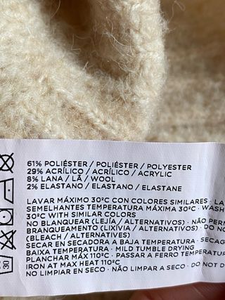 Vestido cuello alto Easy Wear 8%lana crema