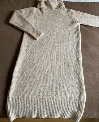 Vestido cuello alto Easy Wear 8%lana crema