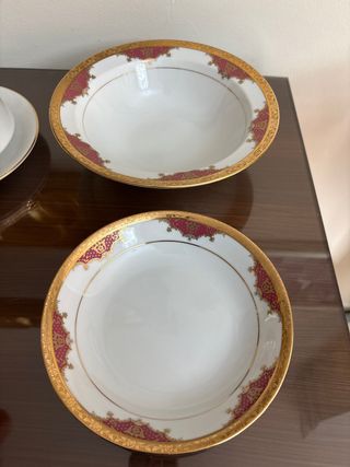 12 Platos de Porcelana Sopera y Cuenco