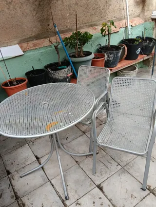 Mesa y 2 Sillas Jardín Hierro