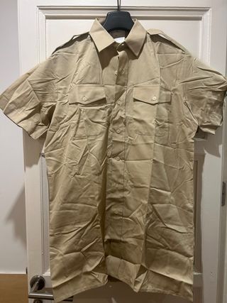 Camisa militar hombre manga corta beige