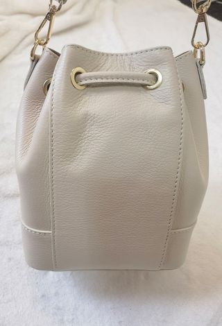 Bolsa de cubo con asa para mujer piel auténtica