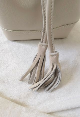 Bolsa de cubo con asa para mujer piel auténtica