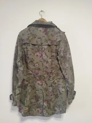 Khujo Floral Trench Coat Parka Green