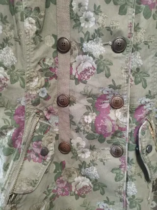 Khujo Floral Trench Coat Parka Green