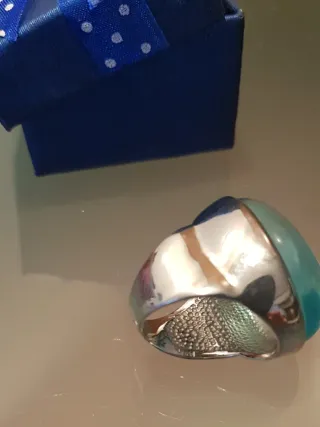 Anillo Plata grande piedra Azul
