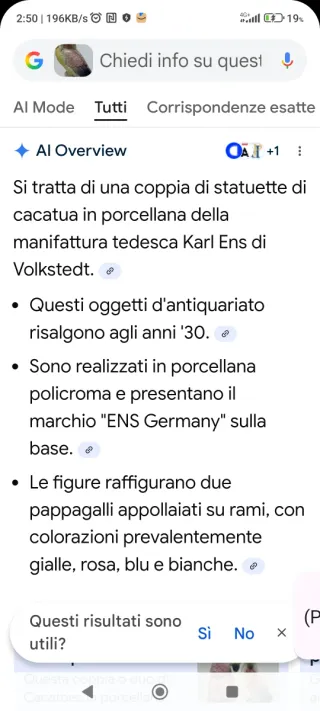 Coppia Cacatua Porcellana Tedesca