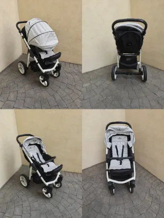 Carrito Venicci Gris Reversible + Capazo