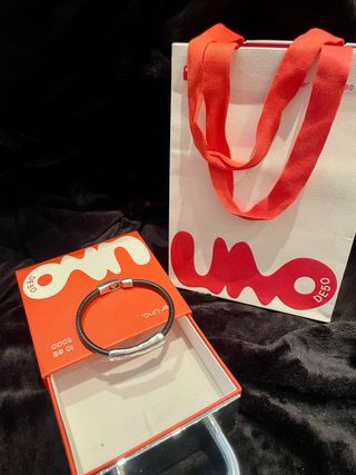 Pulsera Uno de 50 Cuero Unisex Plata