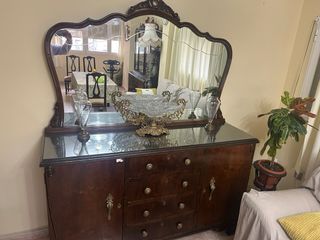 Conjunto Muebles Comedor Antiguos Madera y Cristal