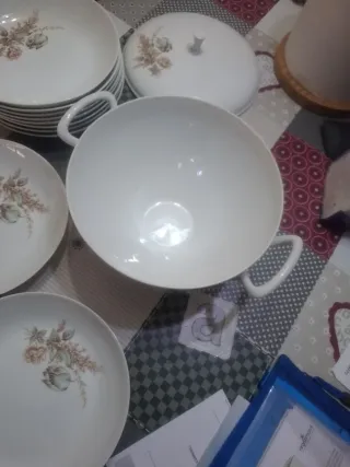 Sopera,10 platos y 2 bandejas vintage.sigloXX.