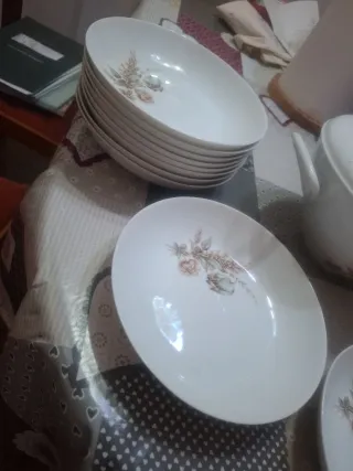 Sopera,10 platos y 2 bandejas vintage.sigloXX.