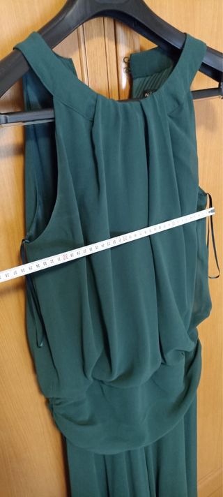 Vestido largo fiesta verde drapeado Talla L
