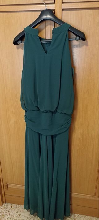 Vestido largo fiesta verde drapeado Talla L