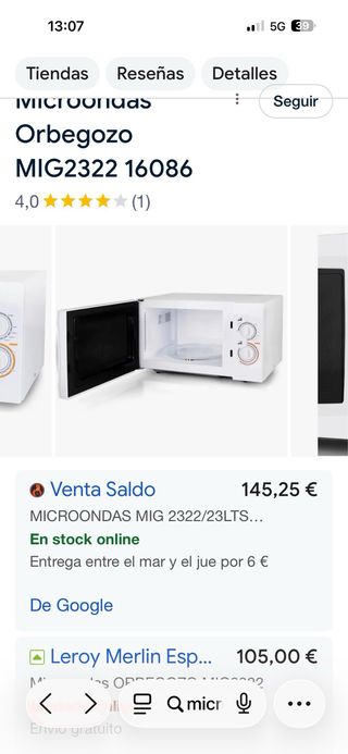 Microondas Orbegozo 23L con Grill