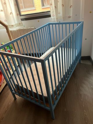 Cuna madera azul 120x60